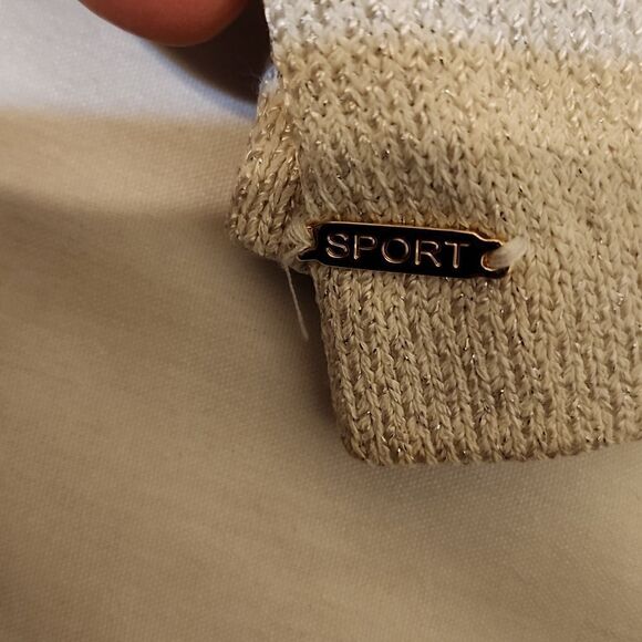 - ST.JOHN Cream, gray and black cardigan gold buttons - Picture 14 of 14